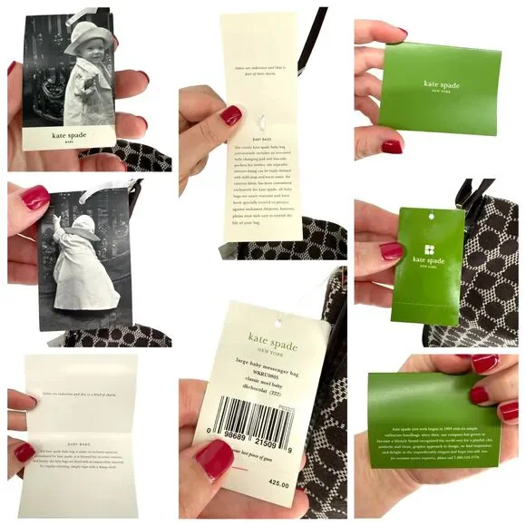 Kate Spade Classic Noel Dot Diaper Bag Large Brown Purple Y2K Stripe Messenger - Picture 12 of 12